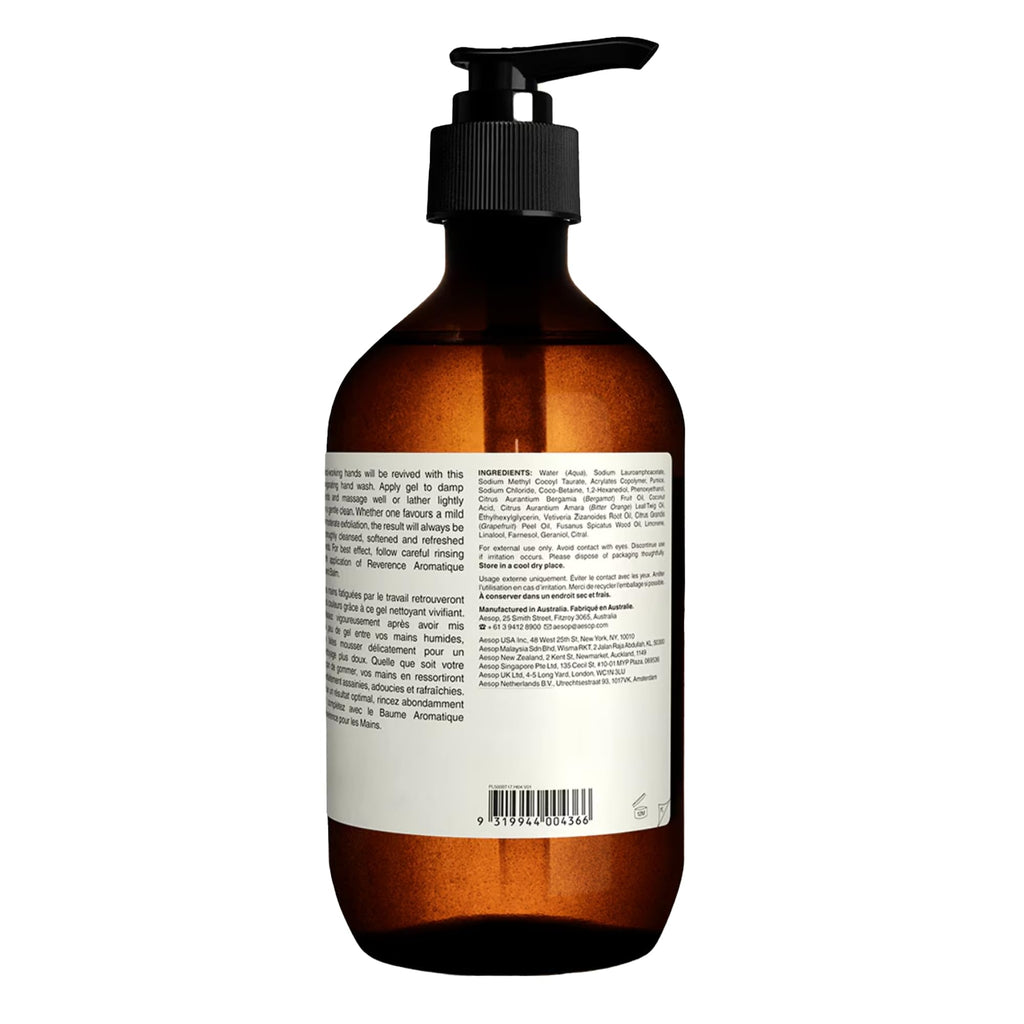 Aesop Reverence Aromatique Hand Wash | Gentle Exfoliating Hand Wash with Finely Milled Pumice | 500mL / 16.9 oz (Pack of 3)