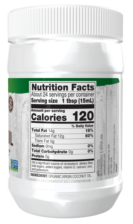 Now Organic Virgin Coconut Oil, Cold Pressed and Unrefined, 100% Pure