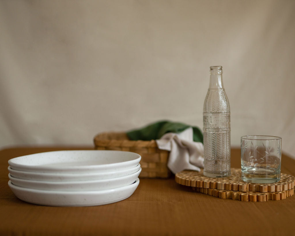 Haand Skali Dinner Coupe Plate, Handmade, Lead-free, glazed white porcelain