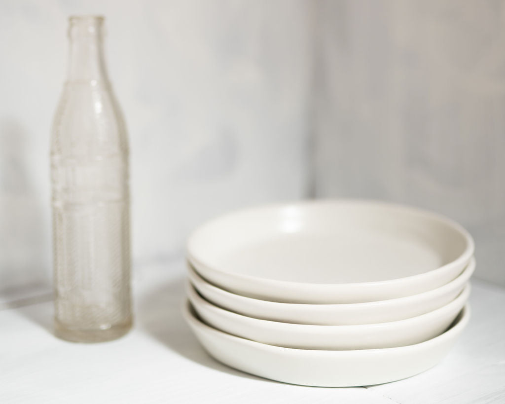 Haand Skali Salad  Coupe Plate, Handmade, Lead-free, glazed white porcelain