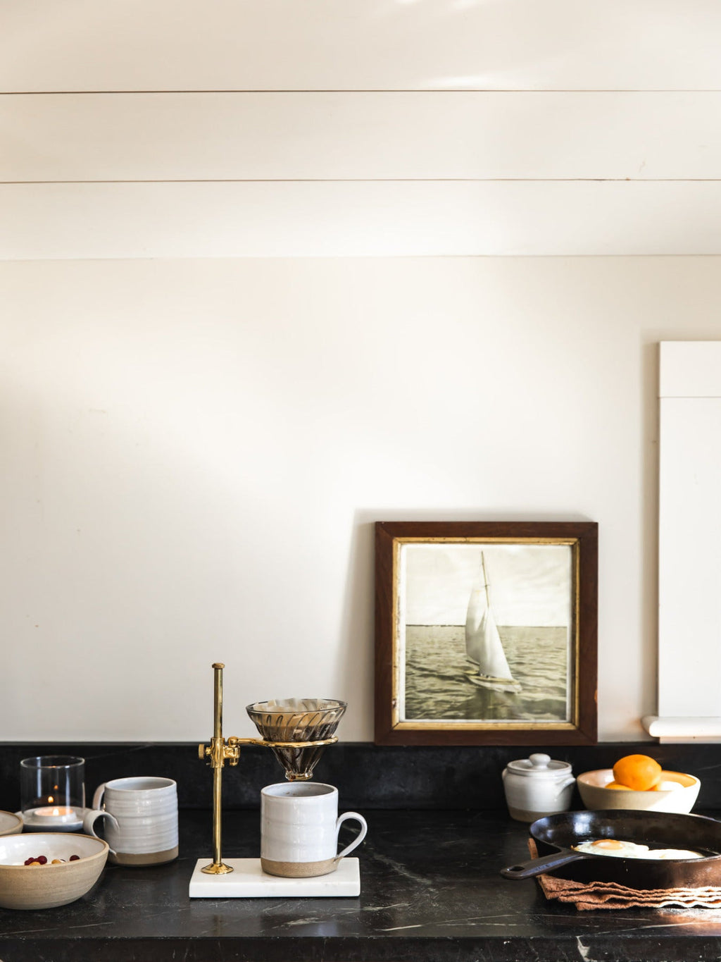 Brass and Marble Pour Over Stand