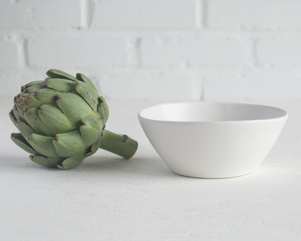 Haand Sharing Bowl, Handmade, Lead-free, glazed white porcelain
