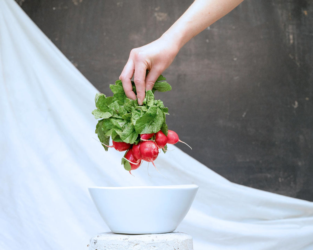 Haand Sharing Bowl, Handmade, Lead-free, glazed white porcelain