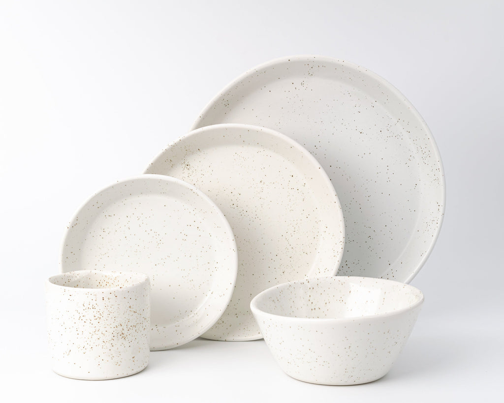 Haand 5 Piece Skali Coupe Dinner Setting, Handmade, Lead-free, glazed white porcelain