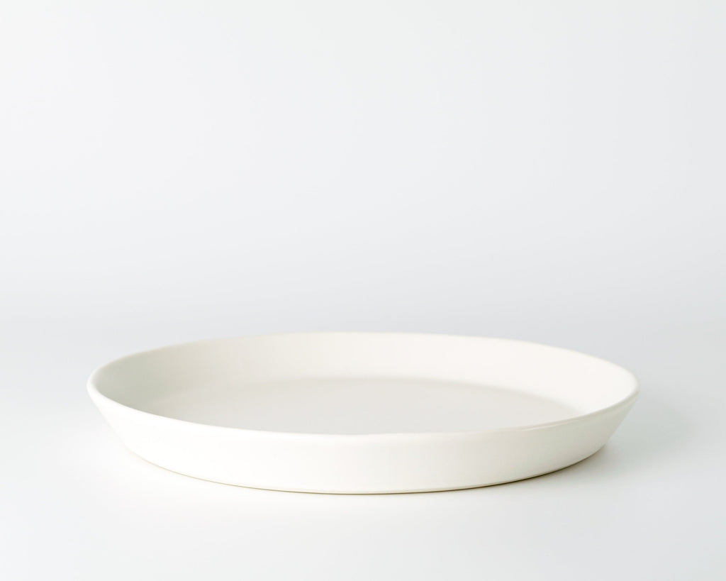 Haand Skali Dinner Coupe Plate, Handmade, Lead-free, glazed white porcelain