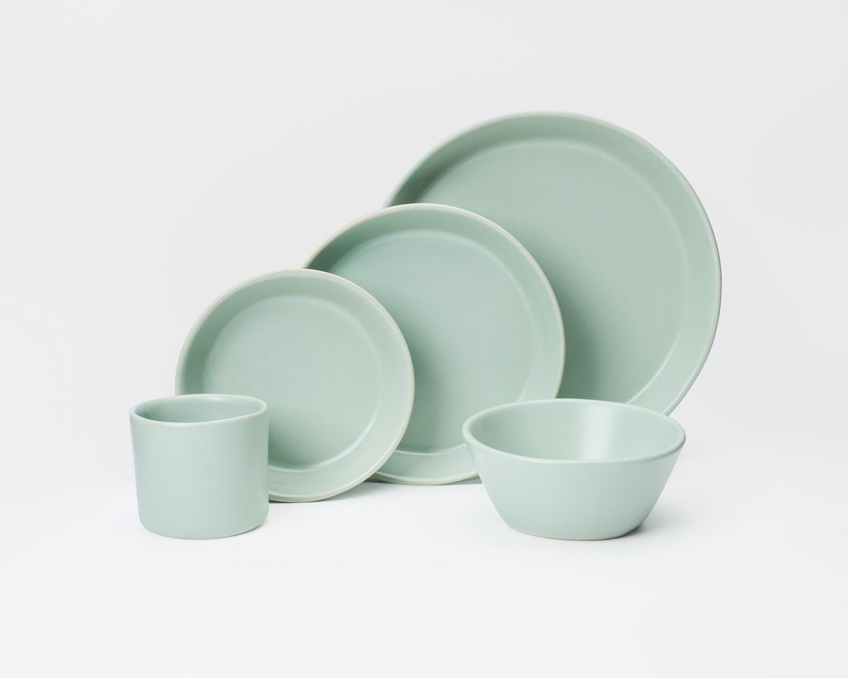 Haand 5 Piece Skali Coupe Dinner Setting, Handmade, Lead-free, glazed white porcelain