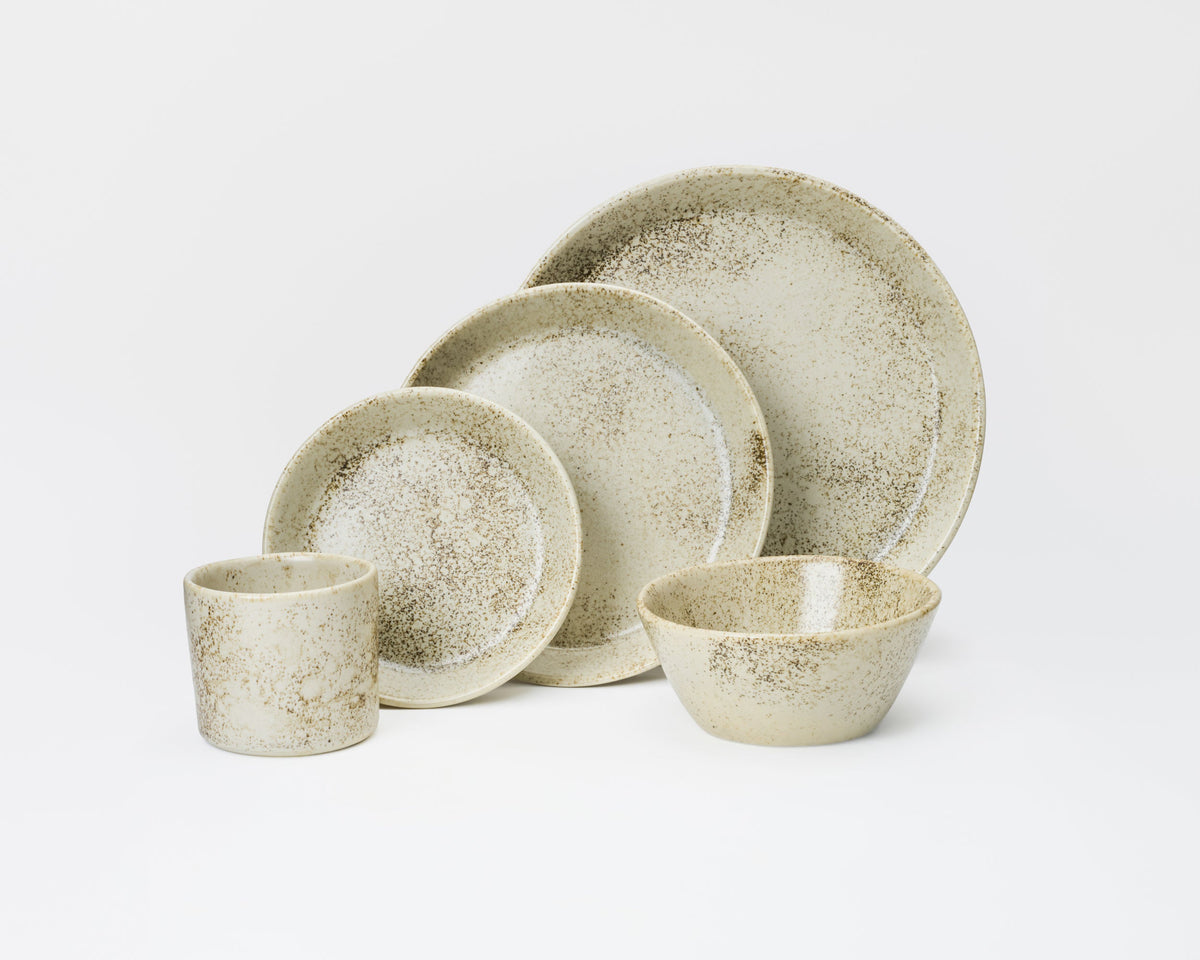 Haand 5 Piece Skali Coupe Dinner Setting, Handmade, Lead-free, glazed white porcelain