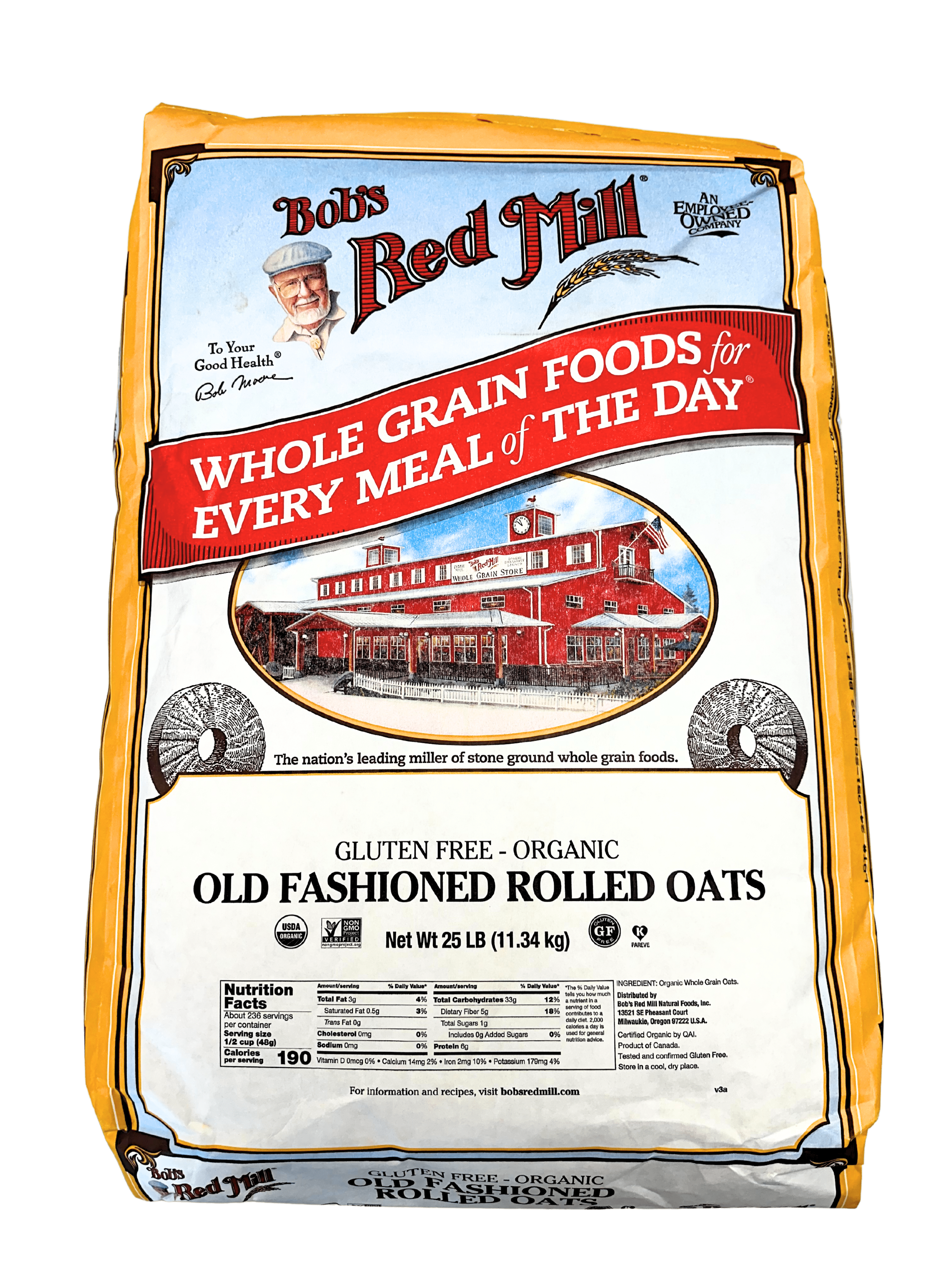 Oats, Regular Rolled, Gluten-Free, Organic, Bob's Red Mill