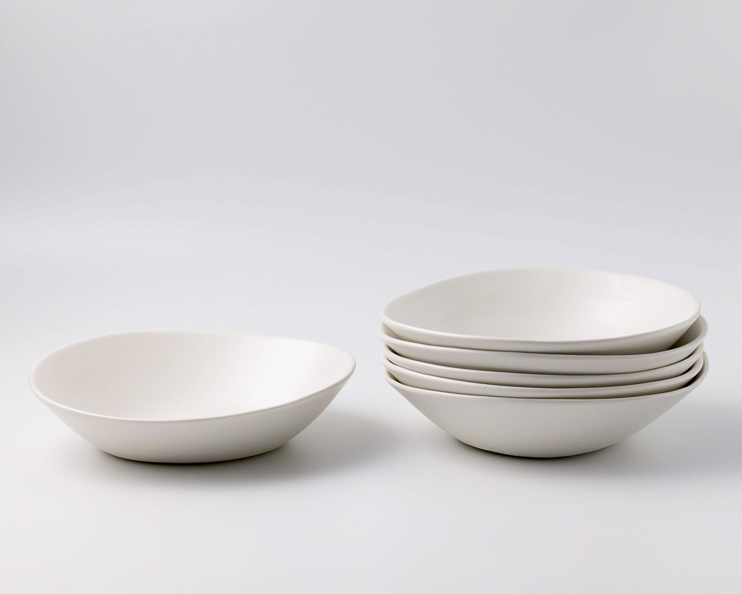 Haand Ripple Pasta Bowl, Handmade, Lead-free, glazed white porcelain
