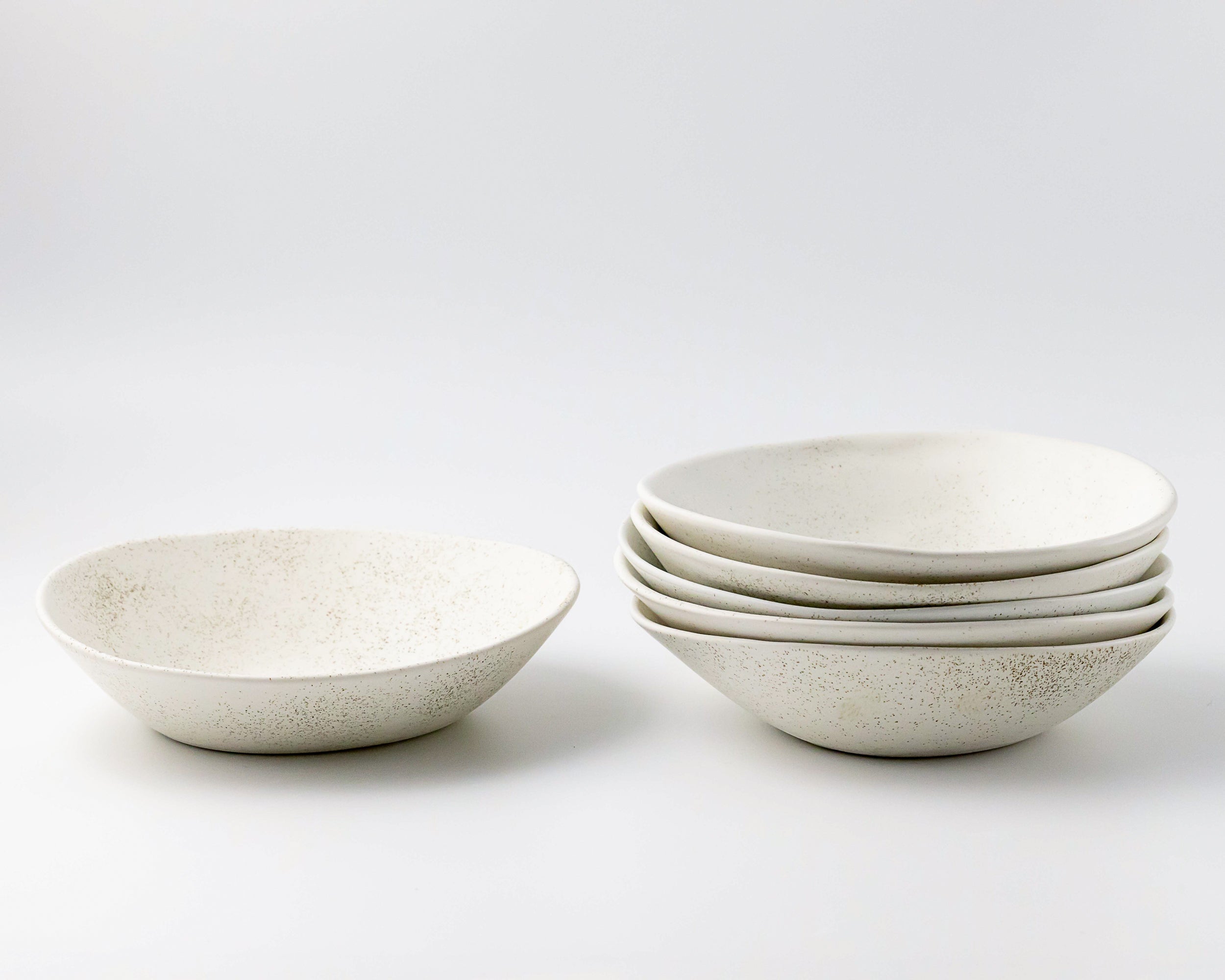 Haand Ripple Pasta Bowl, Handmade, Lead-free, glazed white porcelain