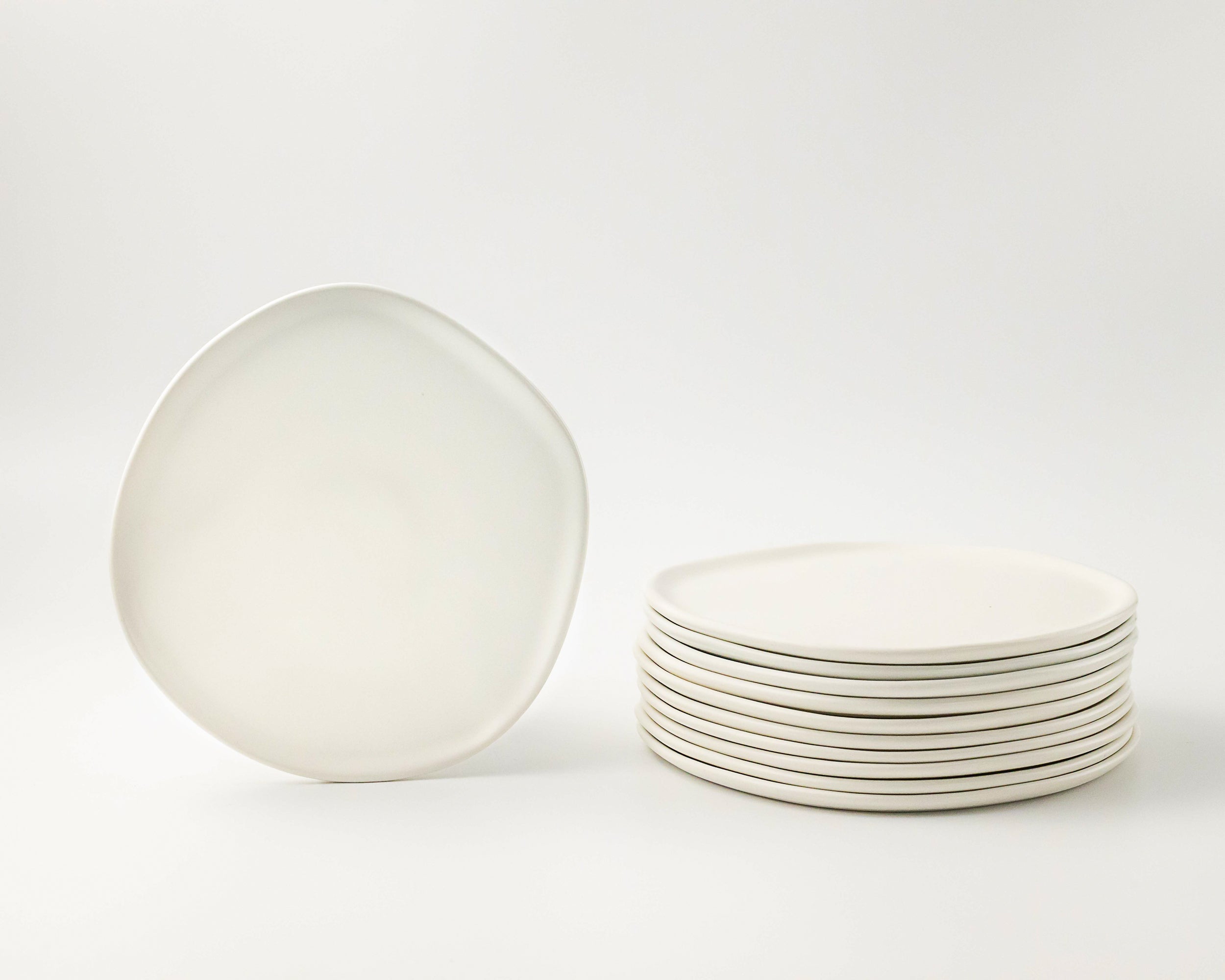 Haand Ripple Salad Plate, Handmade, Lead-free, glazed white porcelain