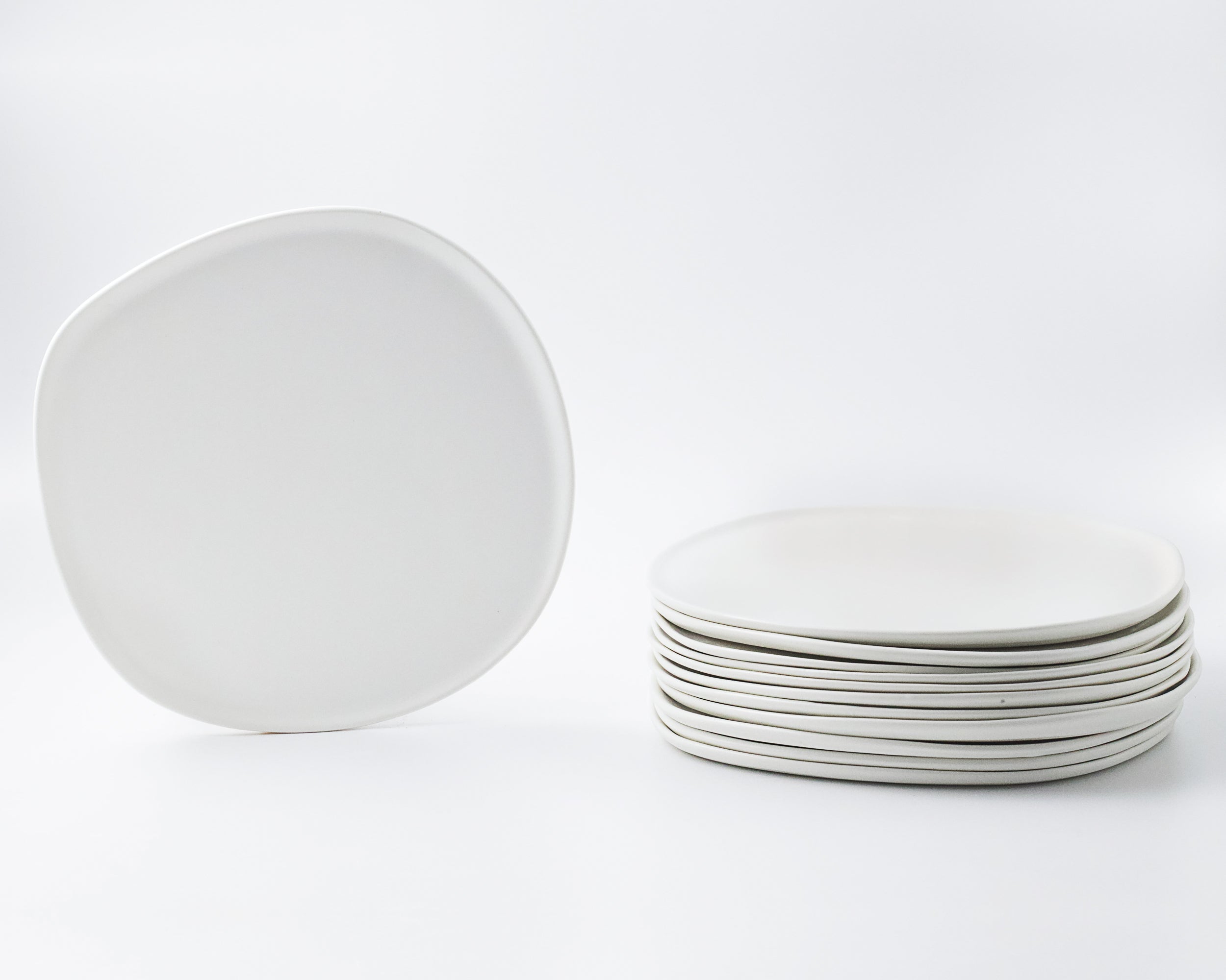 Haand Ripple Dinner Plate, Handmade, Lead-free, glazed white porcelain
