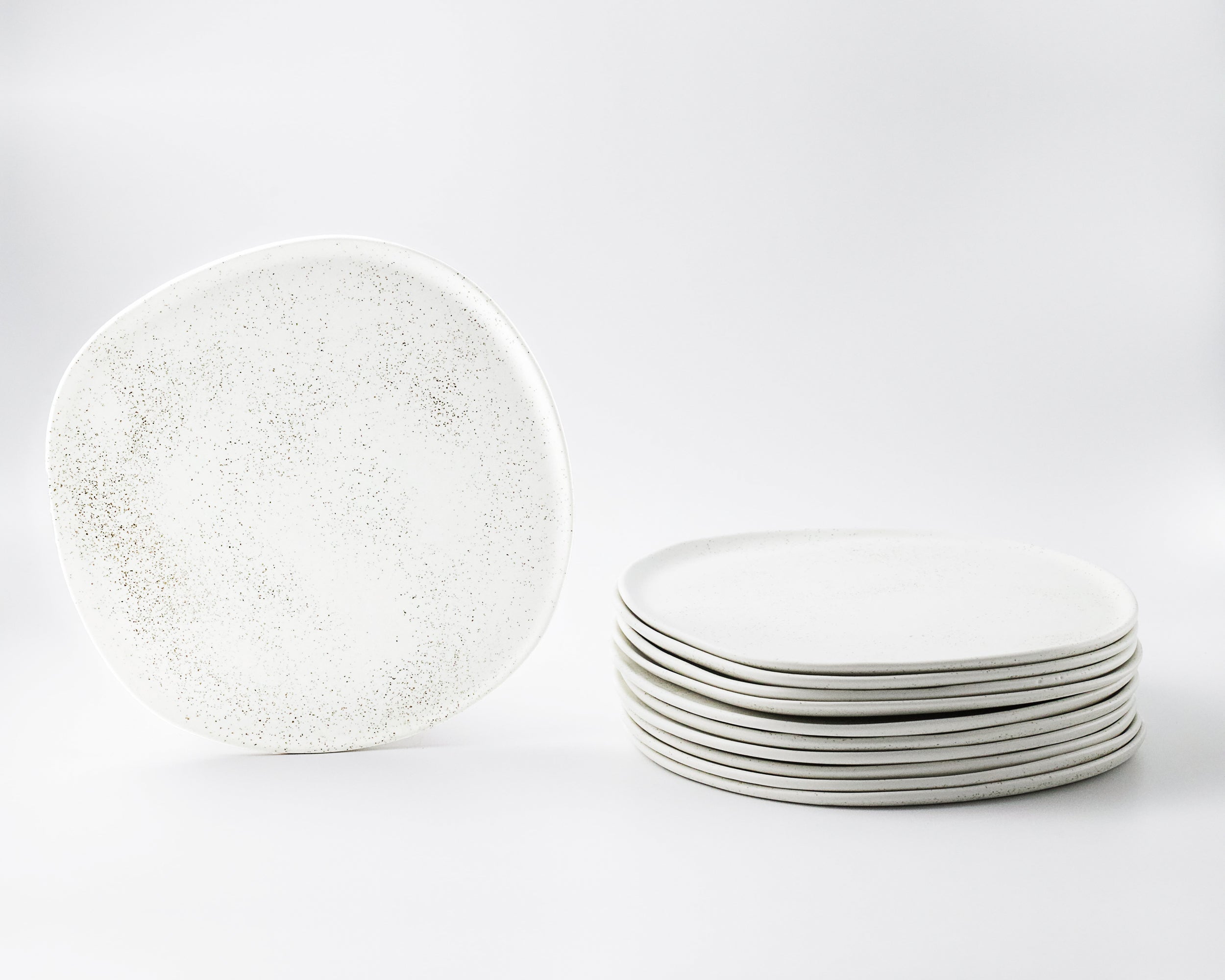 Haand Ripple Dinner Plate, Handmade, Lead-free, glazed white porcelain